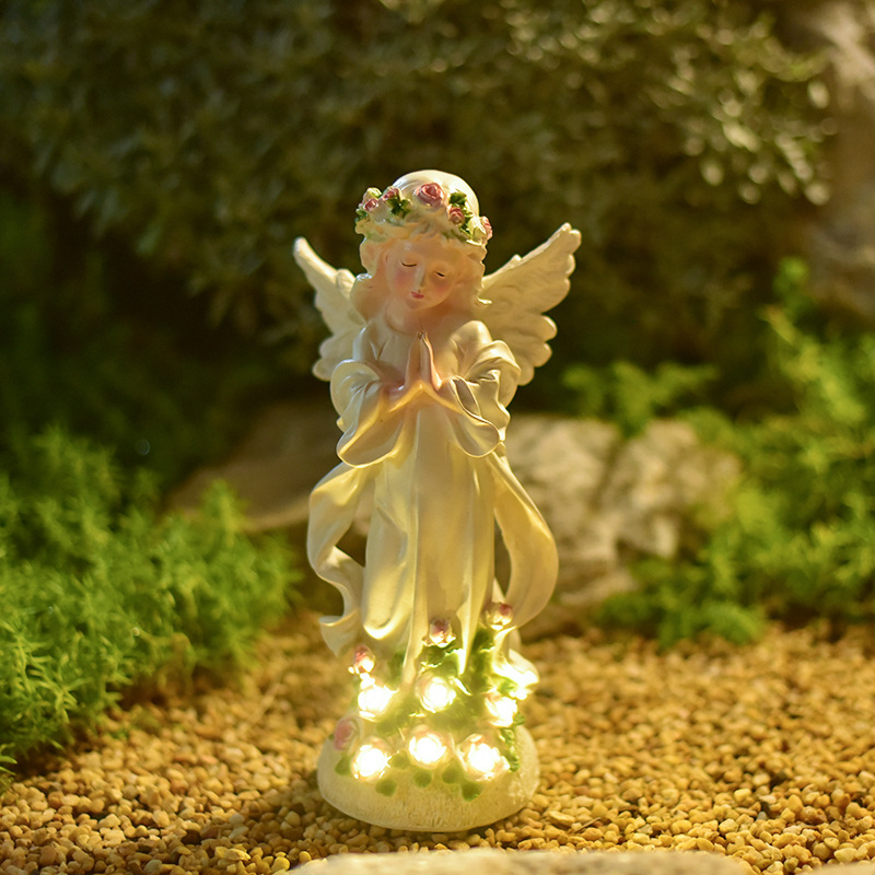 Cross-border flower fairy resin ornaments, outdoor garden angel solar lamp handicrafts, creative courtyard statue decorations Application Scenario