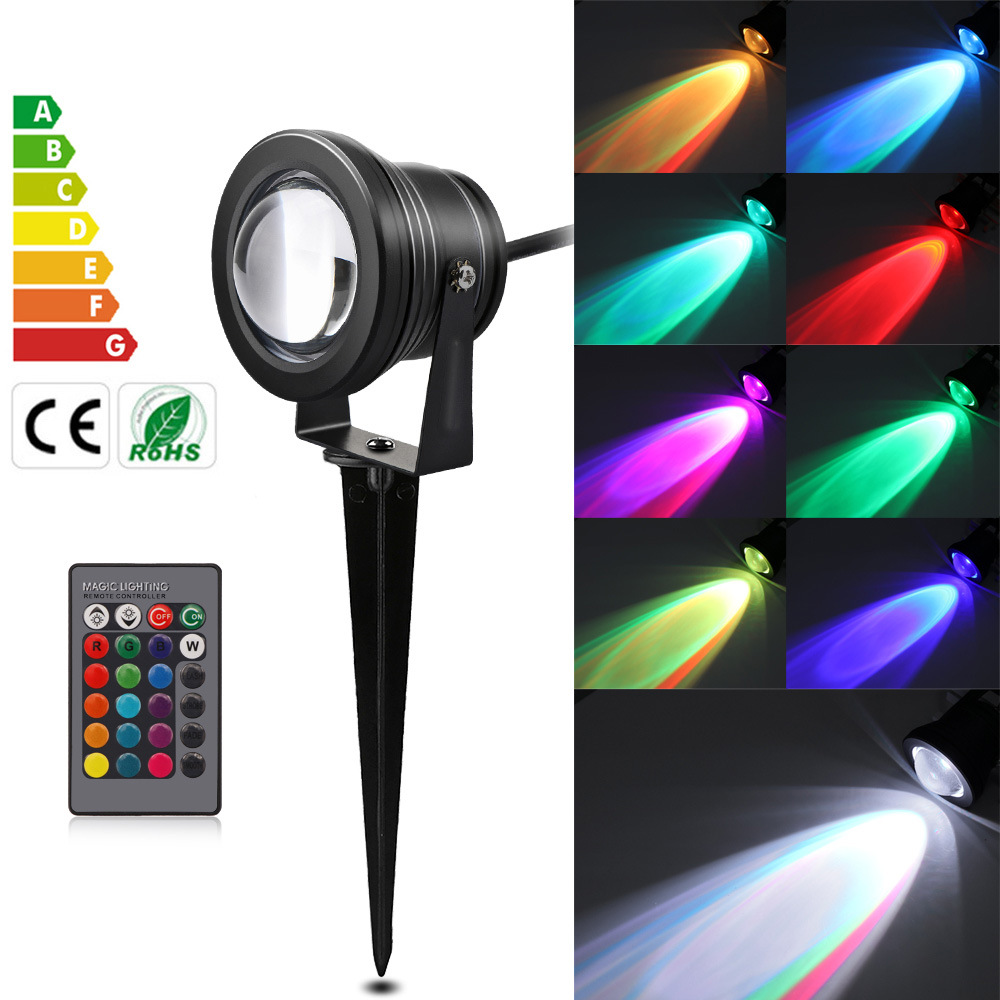 RGB underwater light, seven-color fish tank light, led fountain light, 24-key remote control color-changing underwater light, 10W waterproof landscape light full figure
