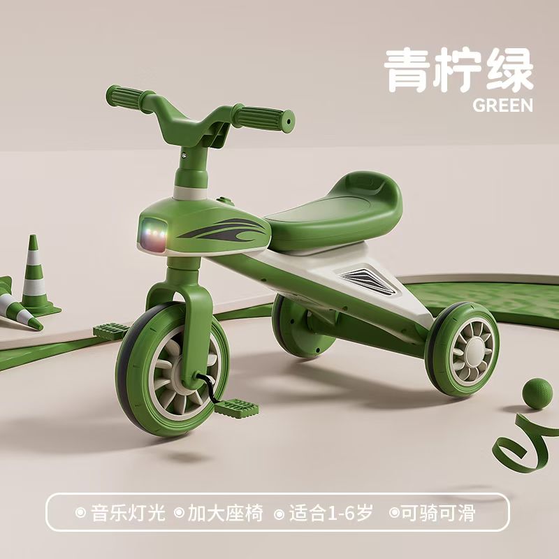 灯光音乐，加大前轮 前后静音轮及转向带轴承，可骑行、可滑行，承重80公斤QLJ