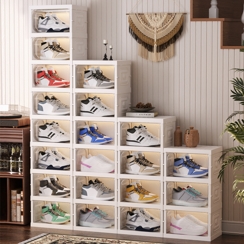 Shenghong Home Transparent Shoe Cabinet, Living Room Shoe Rack, Side-Opening Display Of Sneakers, Shoe Wall, Foldable Shoe Storage Wonder, Acrylic Shoe Box Item Picture