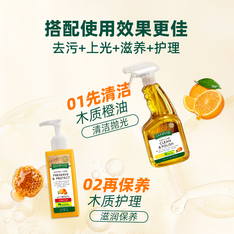 OAKWOOD floor essential oil, solid wood composite laminate floor cleaner, Redwood furniture waxing care and maintenance, polishing, floor care wax Specification image