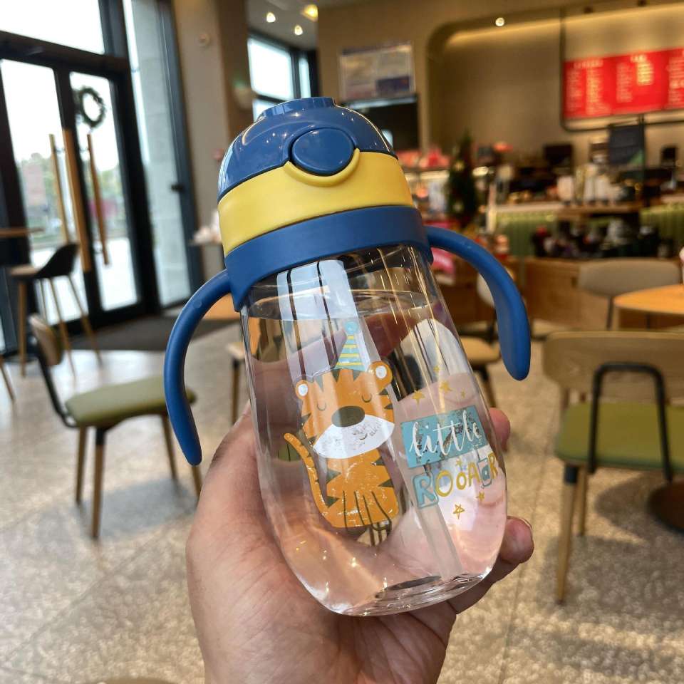 X102-305 Children's plastic cup with straw, heat-resistant and shock-resistant school drinking cup, portable for primary and secondary school students, anti-drop height detail image 6