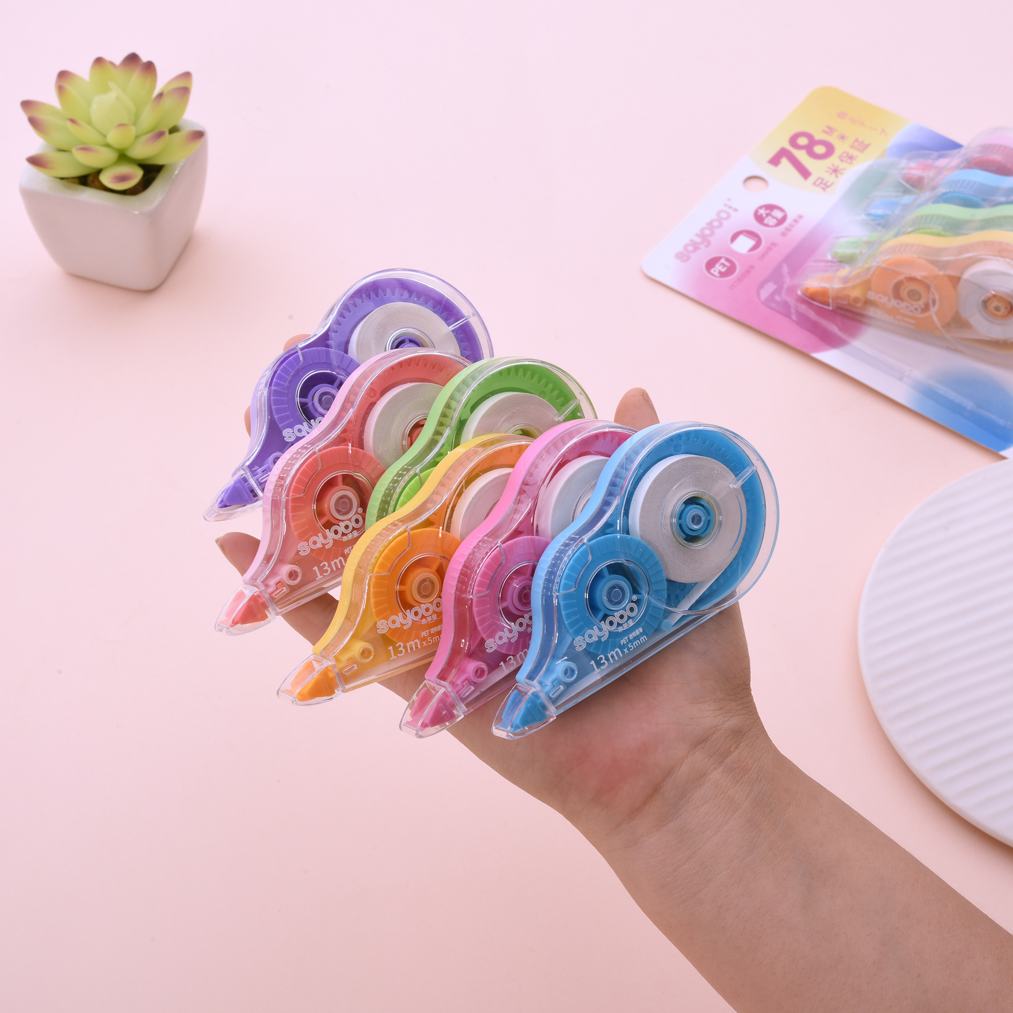 YB-8062 high-quality, large-capacity correction tape, 78-meter ultra-thin film PET transparent film, easy to use, continuous student use, factory direct sales full figure