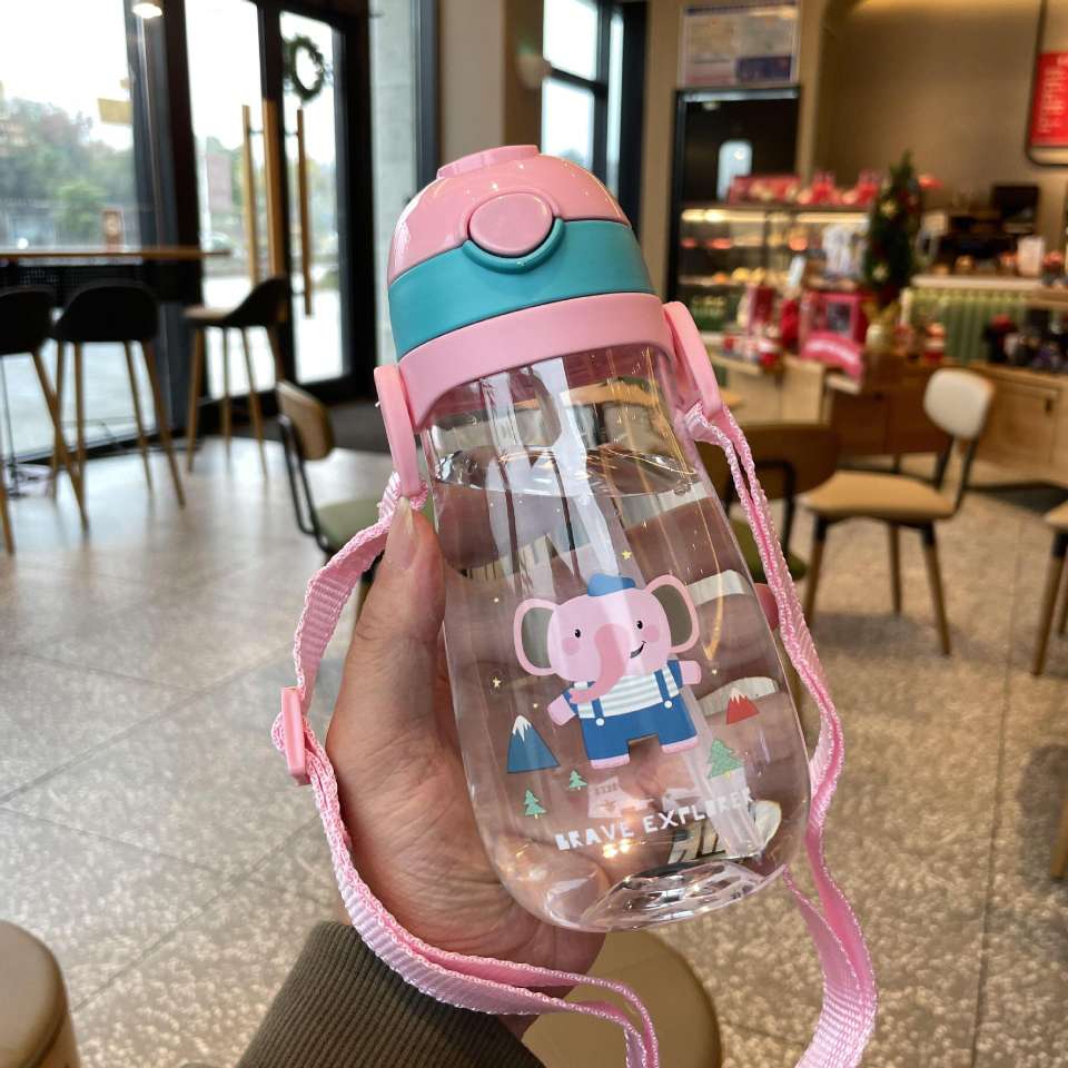X102-305 Children's plastic cup with straw, heat-resistant and shock-resistant school drinking cup, portable for primary and secondary school students, anti-drop height detail image 5