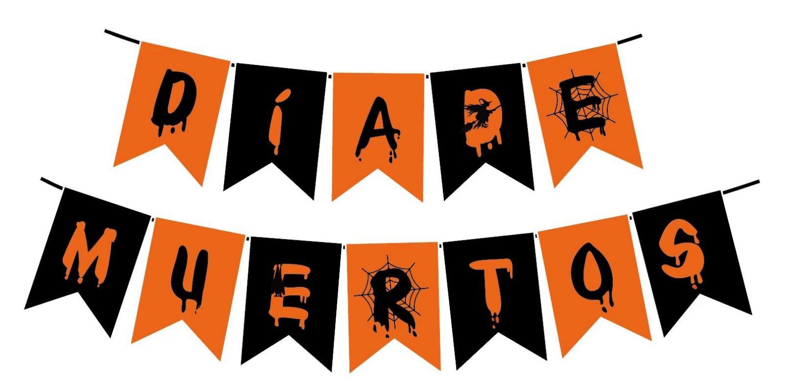 节日派对装饰  彩印拉旗  210克白卡 西语 亡灵节 DIA DE  MUERTOS 毕业布置场景派对布置用品装饰