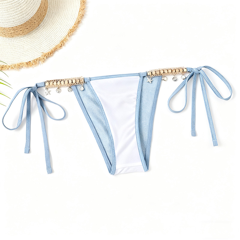 Swimsuit Female Mermaid Diamond Chain European And American Pure Sensual Style Lace-Up Triangle Bikini Three-Point Ins Sexy Vacation Swimsuit Item Picture