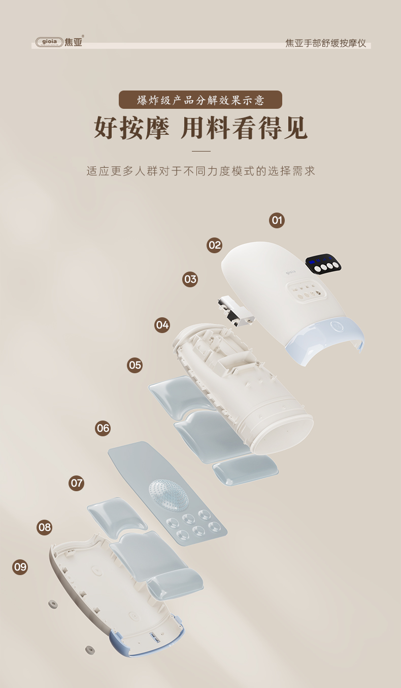 gioia焦亚手部按摩仪器热敷多功能手指护理关节揉捏按手部按摩器详情5