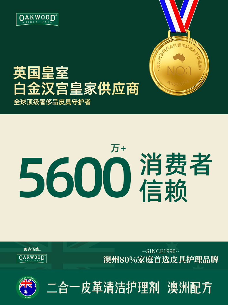 OAKWOOD Leather Cleaning and Care Two-in-One 485ml Genuine Leather Sofa, Leather Coat and Leather Goods Maintenance Three-piece Set Gift Box pic 1