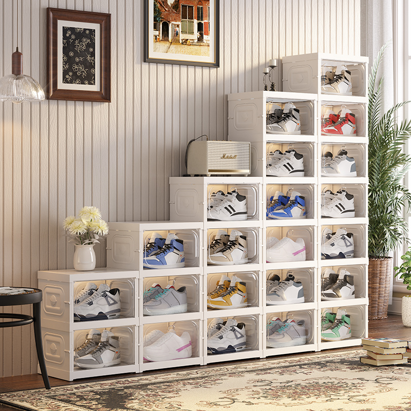 Shenghong Home Transparent Shoe Cabinet, Living Room Shoe Rack, Side-Opening Display Of Sneakers, Shoe Wall, Foldable Shoe Storage Wonder, Acrylic Shoe Box Specification drawing