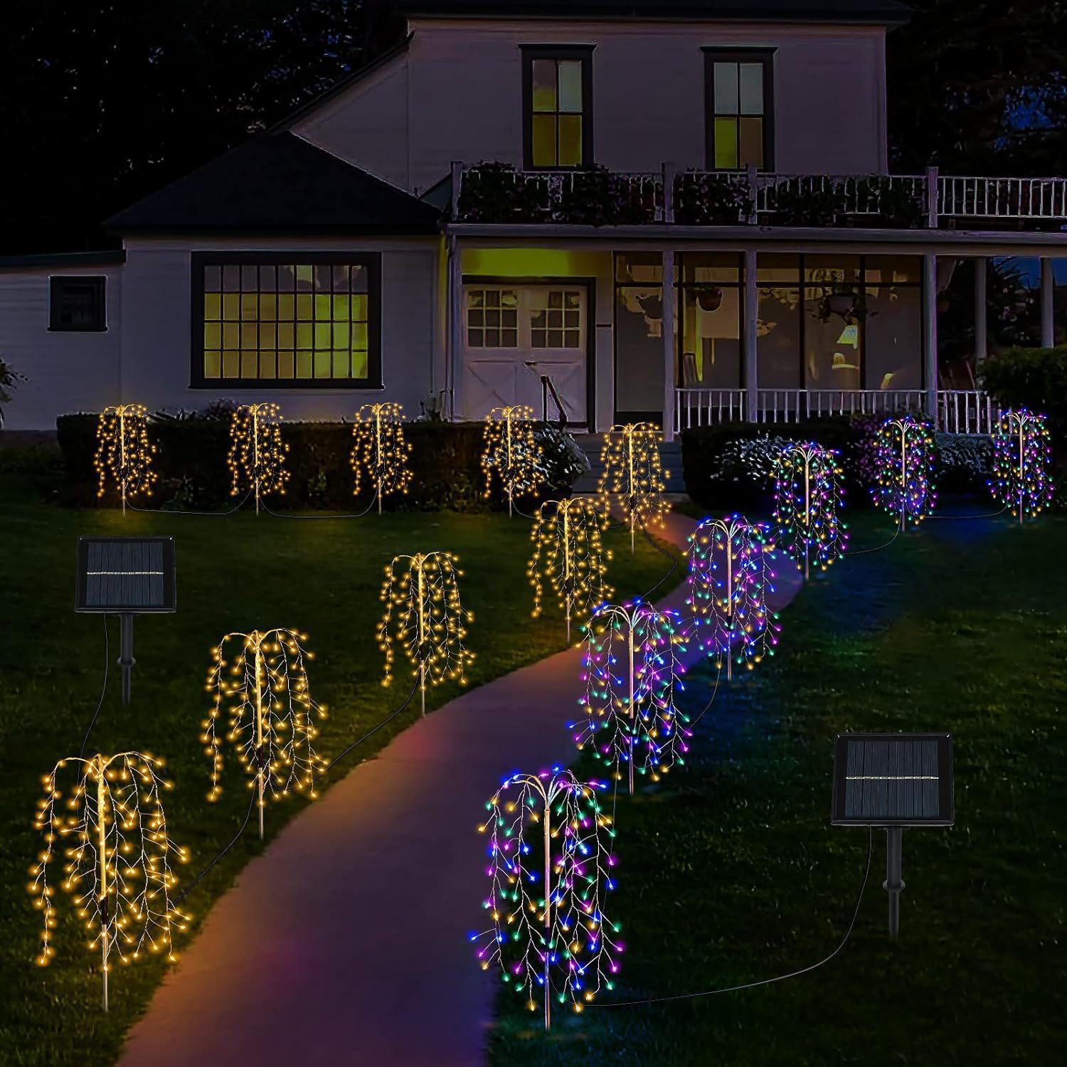 Solar-powered ground plug firecracker lights, led copper wire lights, string Christmas festival atmosphere lights, courtyard lawn lights, fireworks lights Specification drawing