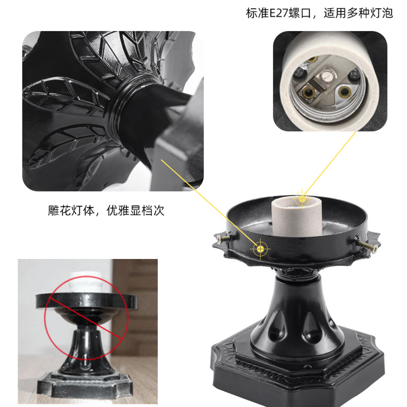 Gate column lights, acrylic ball lights, fence round lights, round ball lampshades, outdoor park and courtyard spherical column head lights Application Scenario
