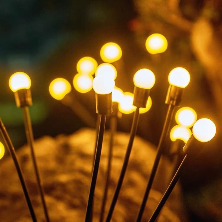 LED solar lawn lights, firefly lights, courtyard garden lawn camping decorative lights, waterproof and wind-driven plug-in lights Specification drawing