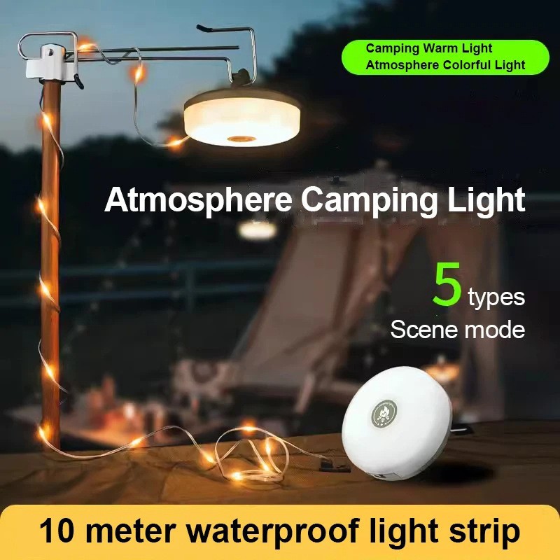 Rechargeable light string, camping light, outdoor camp tent light, colorful atmosphere landscape light, mountain climbing lighting and decorative flashlight details Picture