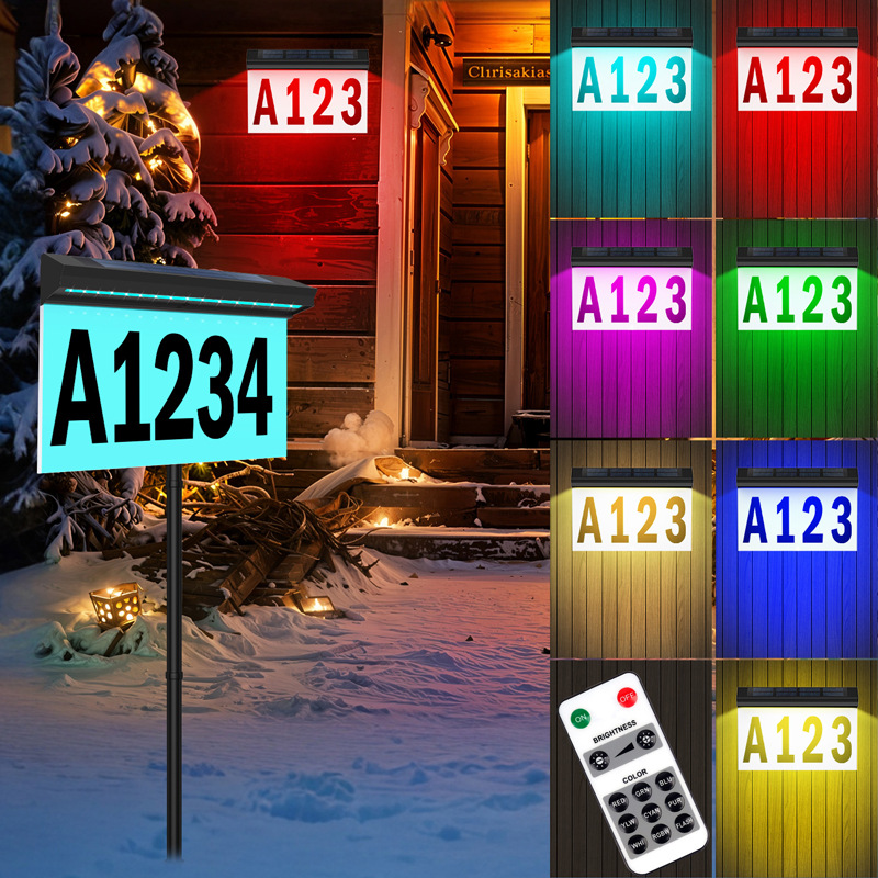 Amazon Solar doorplate light, outdoor waterproof 30LED digital wall-mounted address number plate, entrance courtyard light details Picture