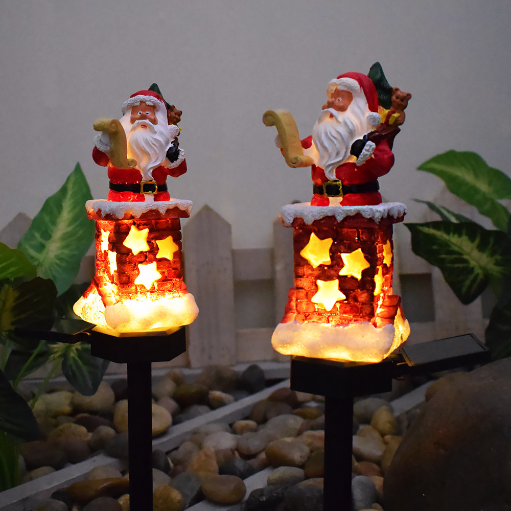 New Christmas solar outdoor ground socket light, chimney old man garden atmosphere, courtyard landscape decorative light full figure