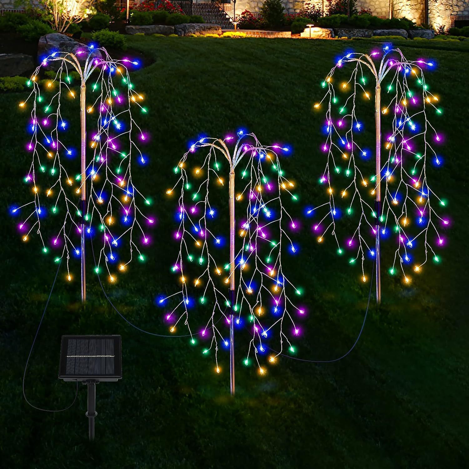 Solar-powered ground plug firecracker lights, led copper wire lights, string Christmas festival atmosphere lights, courtyard lawn lights, fireworks lights full figure