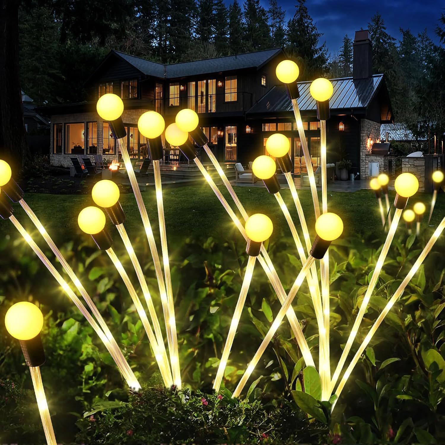 New solar-powered firecracker copper wire ground plug light, small firework ground plug light, copper wire ground plug light, waterproof garden decorative light Application Scenario