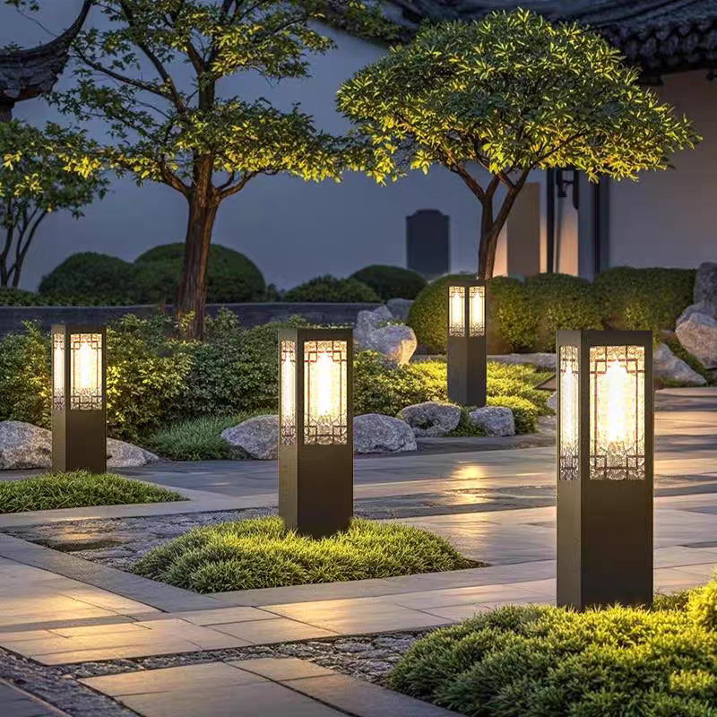 Square solar lawn light, outdoor park, courtyard garden, community, villa, simple and modern lawn light manufacturer Specification drawing