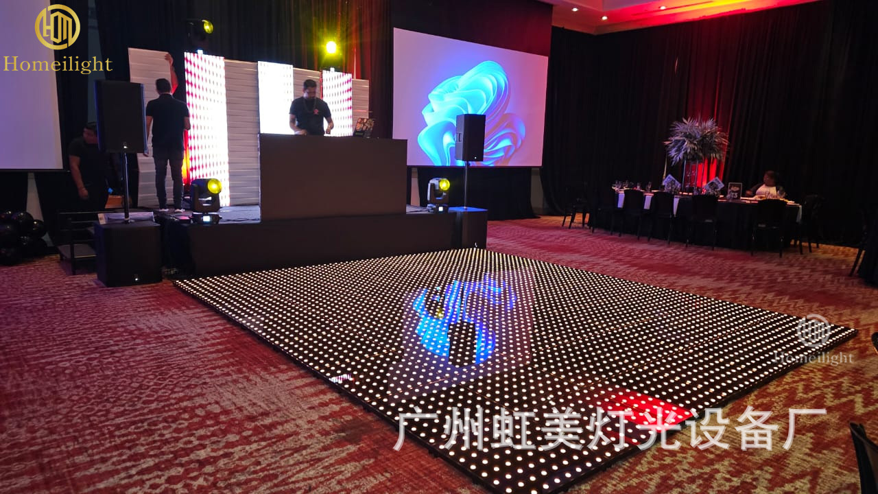 60x60cm seven-color tempered glass video floor tile with animated text effect, glowing and dancing floor tile Application Scenario