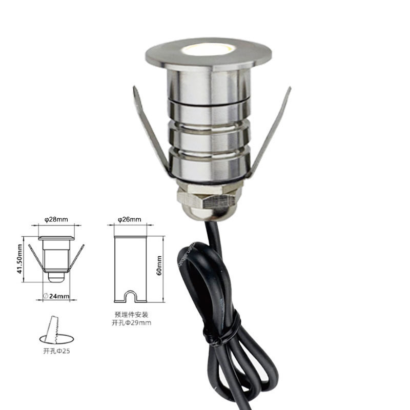 IP67 waterproof star light ground lamp, mini 1W12V square ground lamp, embedded led stainless steel deck lamp details Picture