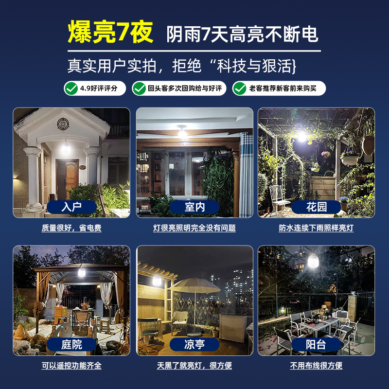 Youdaoplaceholder0 Solar garden lights, outdoor lights, household street lights, ultra-bright lighting, waterproof led lights, rural lighting, garden radiators Item Picture