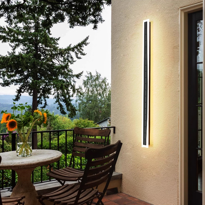 Cross-border outdoor wall lamps, solar long strip wall lamps, villa courtyard lamps, door lights, entrance door wall lamps, outdoor wall lamps details Picture