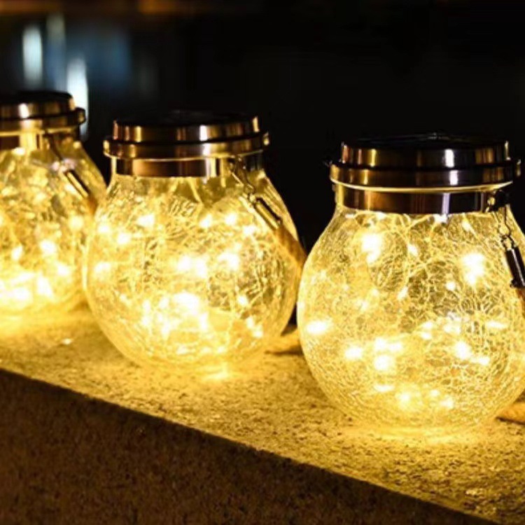 Solar crackle lights, outdoor garden lights, glass hanging lights, wishing lights, creative Christmas festival decorations, ball lights, cross-border details Picture
