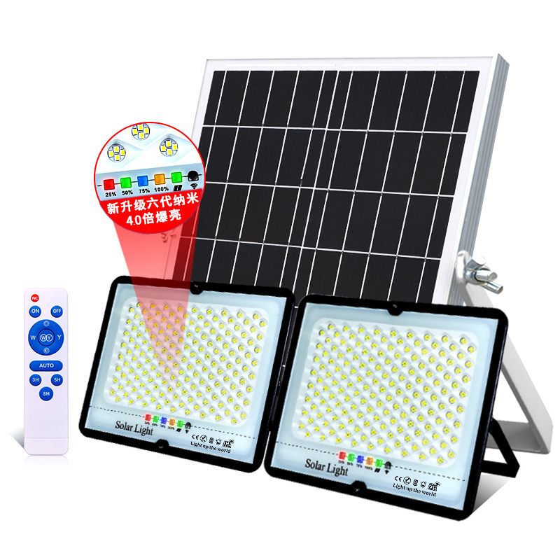 Wholesale of solar outdoor floodlights, new rural courtyard lights, household rainproof one-to-two high-power lighting street lamps Item Picture