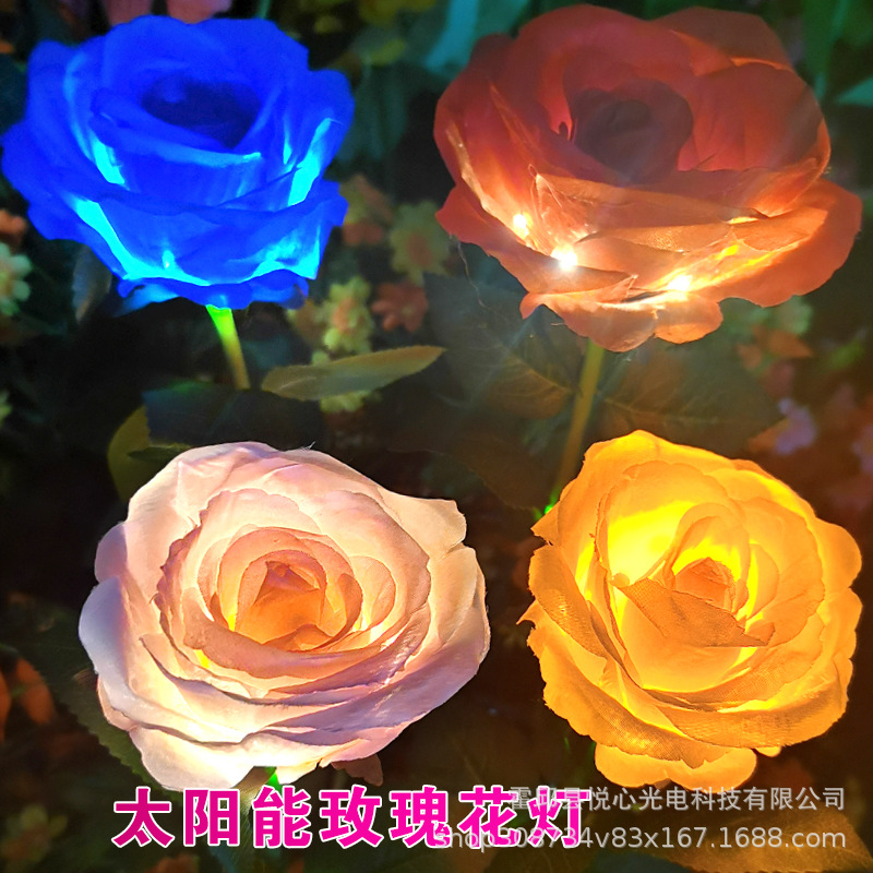 Cross-border bestseller factory direct sales, simulated flower rose lamp, solar ground plug lamp, outdoor waterproof garden lawn Specification drawing