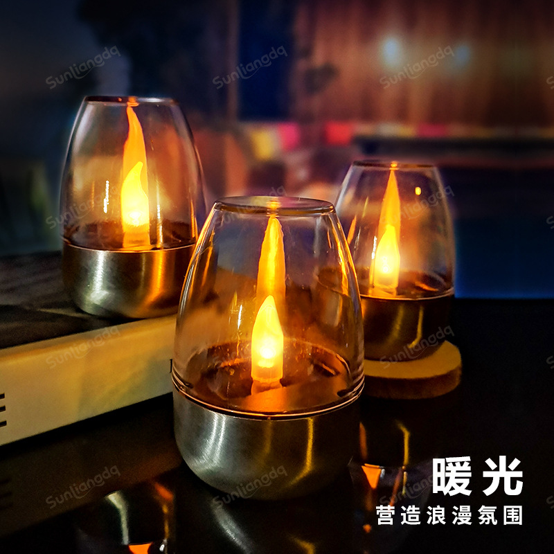 New solar lamps, candle lamps, decorative atmosphere solar garden lamps, outdoor night lights, waterproof factory lamps full figure