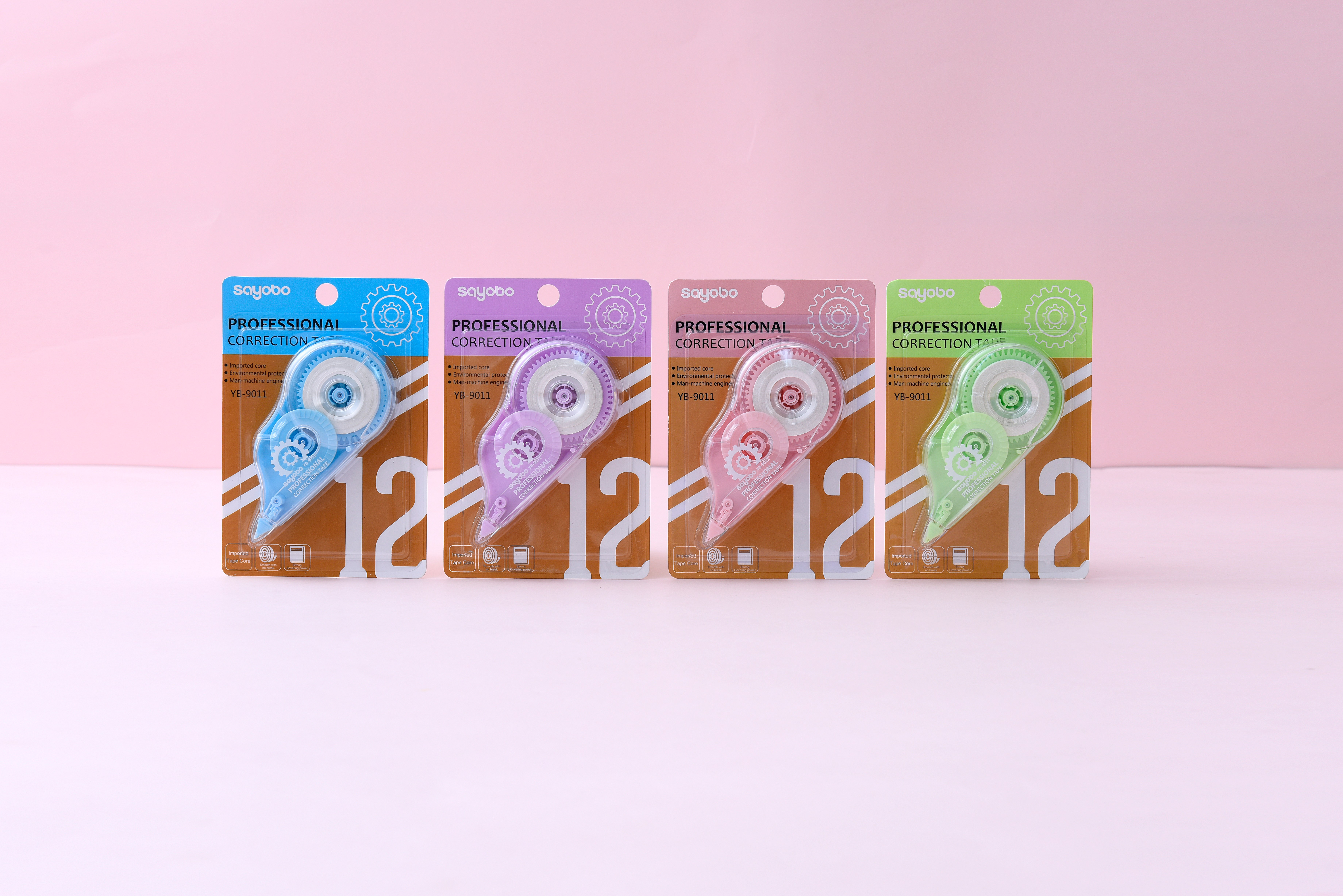 YB-9011 high-quality, large-capacity anti-drop correction tape, 12-meter ultra-thin film PET transparent film, easy to use, continuous use, special for students, factory direct sales full figure