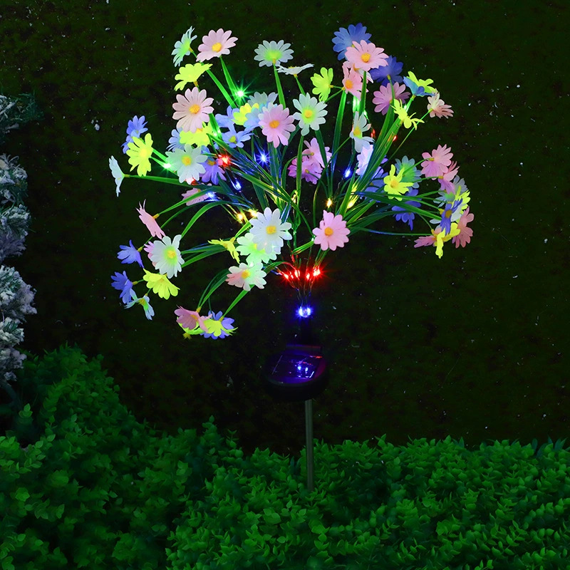 New 7-head solar-powered small chamomile lamp outdoor courtyard park garden decoration LED flower field and lawn insertion lamp details Picture