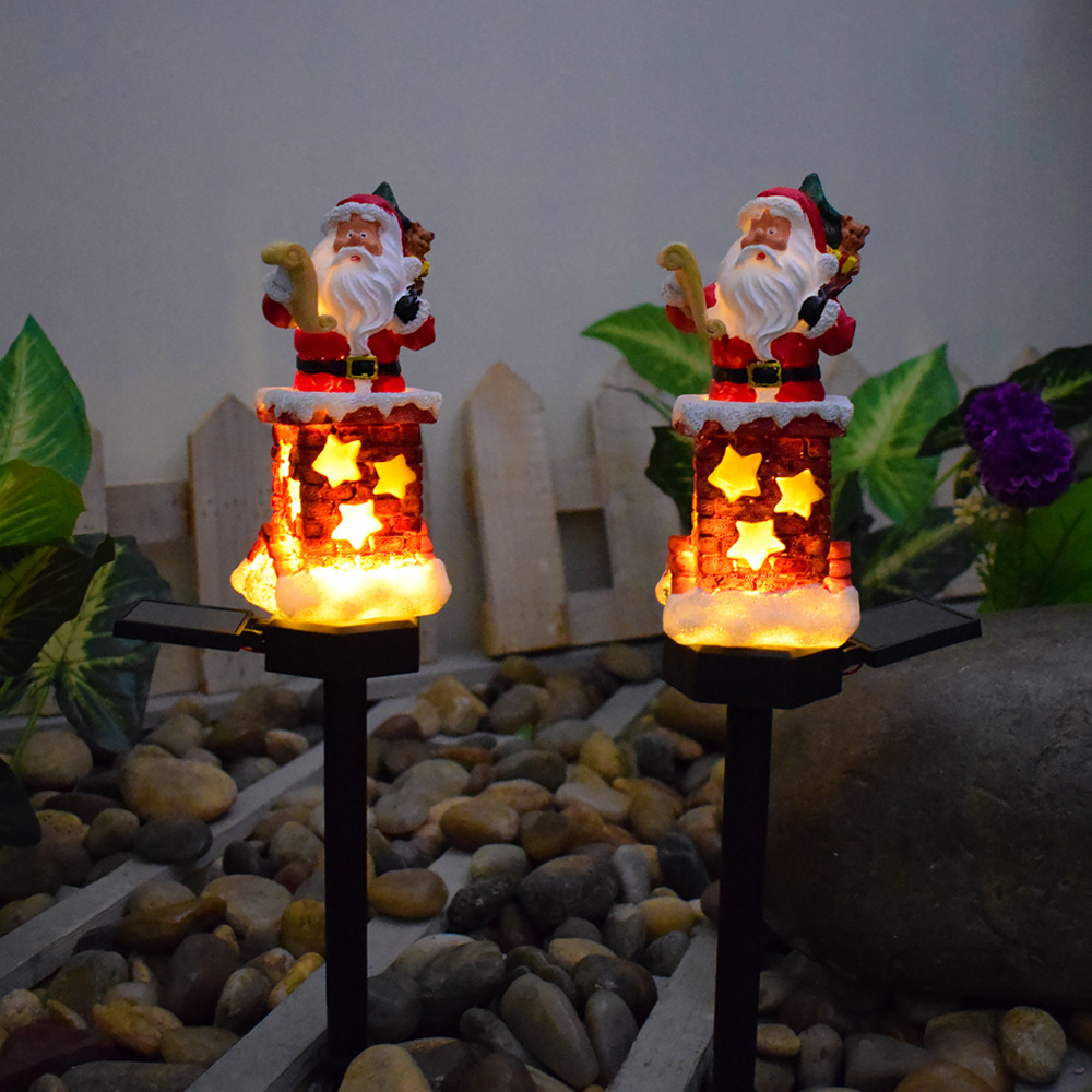 New Christmas solar outdoor ground socket light, chimney old man garden atmosphere, courtyard landscape decorative light details Picture