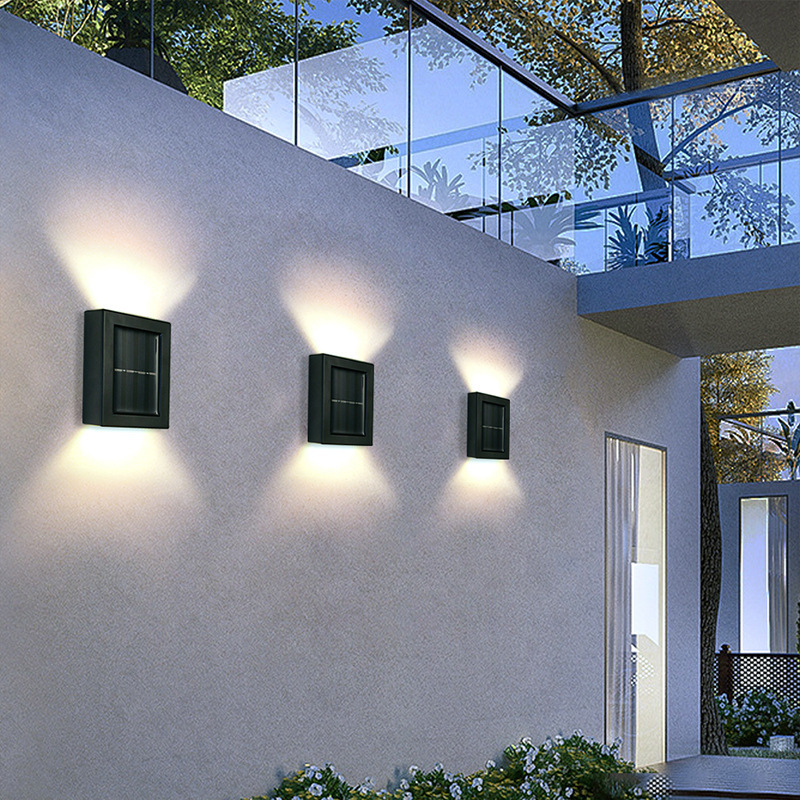 Outdoor garden courtyard solar wall lamps, household wall lamps, waterproof top and bottom luminous, outdoor decorative fence lamps details Picture