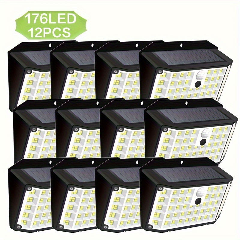 1PC/2PCS/4PCS/6PCS Solar Lights Outdoor, 176 LED With Specification drawing