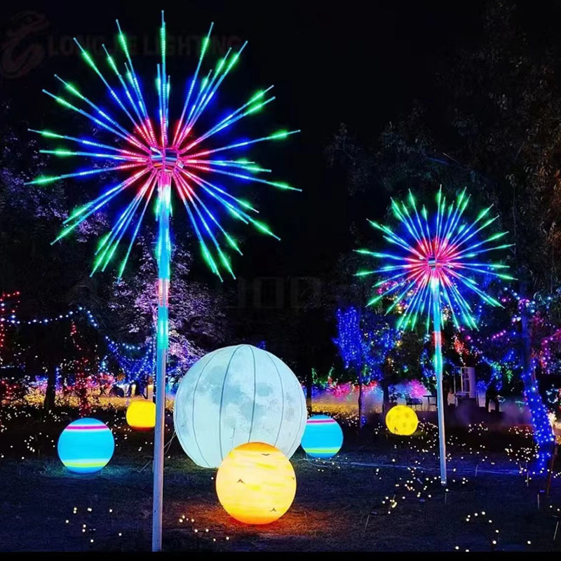 LED digital smoke lamp, flashing firework lamp, outdoor waterproof lighting project, landscape decorative lamp, luminous wind turbine lamp full figure