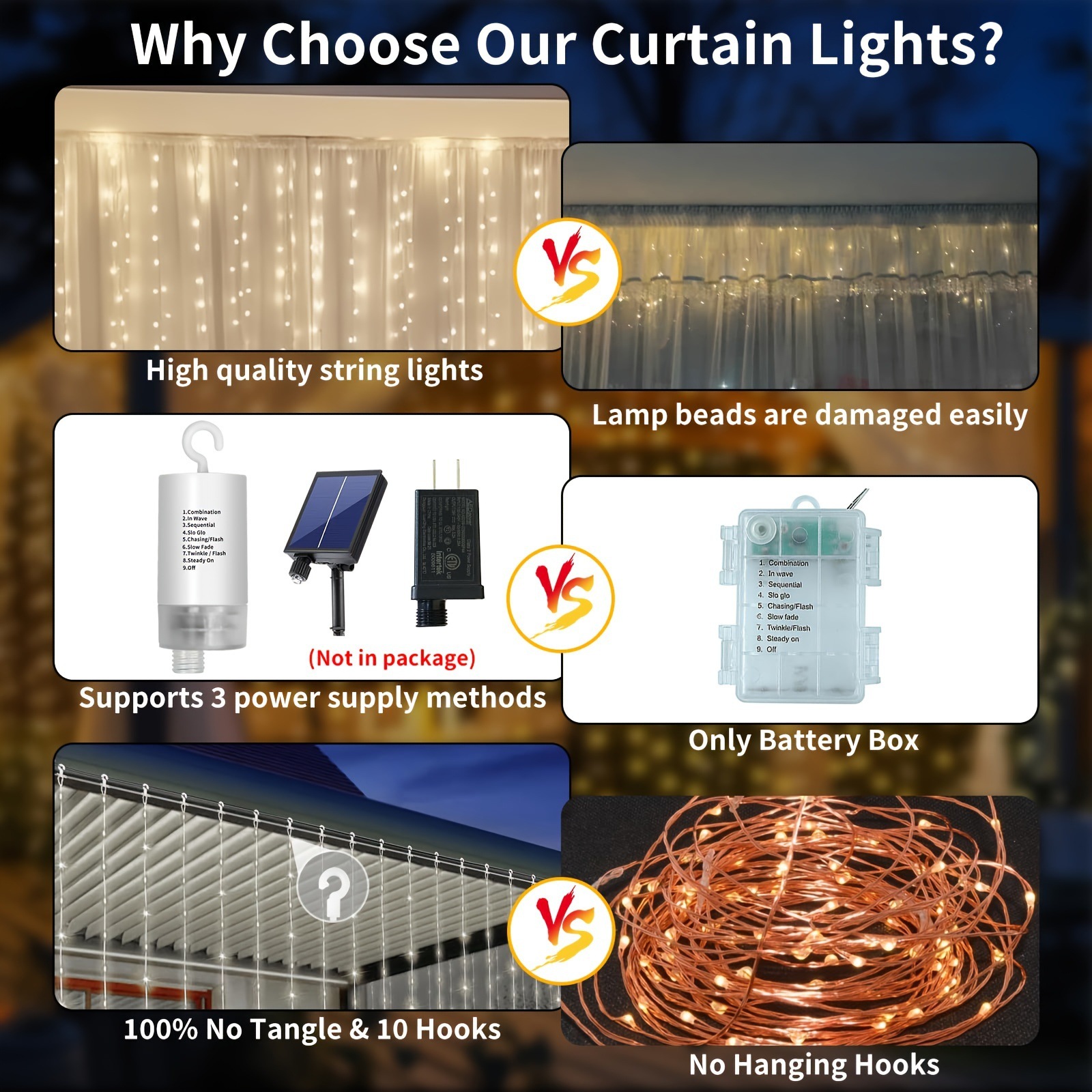 Upgraded 300LED Curtain Lights, Battery Operated,,10FTx10FT Application Scenario