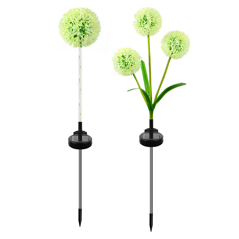 New outdoor solar-powered dandelion and scallion round ball lamp for landscape green plants, courtyard garden, balcony decoration and atmosphere Item Picture