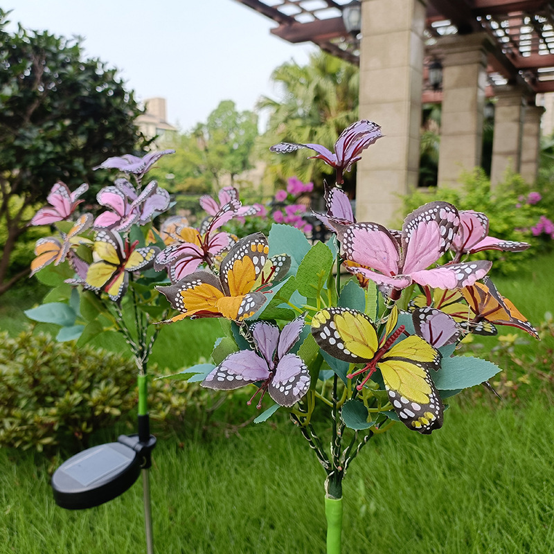 Solar-powered garden luminous butterfly flower lamps, garden lamps, outdoor waterproof lawn lamps, garden atmosphere lawn decorative lamps Specification drawing