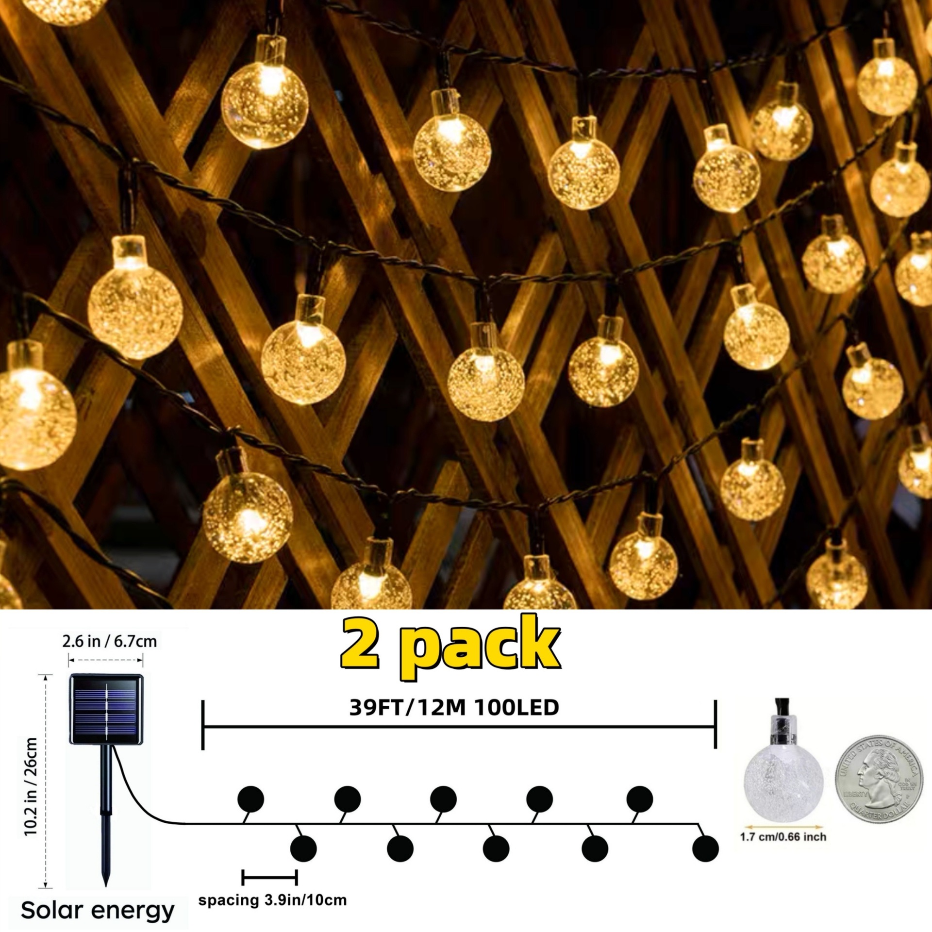 2PCS 78FT Solar String Lights with 200 LEDs Crystal Globe Application Scenario