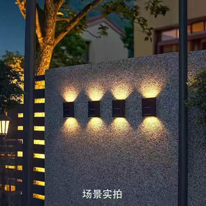 Solar wall lamps, outdoor night lights, villa courtyard garden wall lighting, wall-washing lights, upper and lower dual led lights details Picture