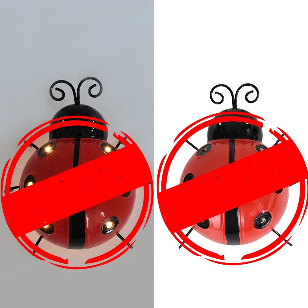 Amazon's new outdoor solar-powered ironwork ladybug decorative lamp, garden simulation animal wall-mounted garden lamp details Picture