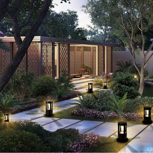 Solar-powered lawn lights, outdoor waterproof, simple garden, villa, park, courtyard decoration, atmosphere led lawn lights Application Scenario