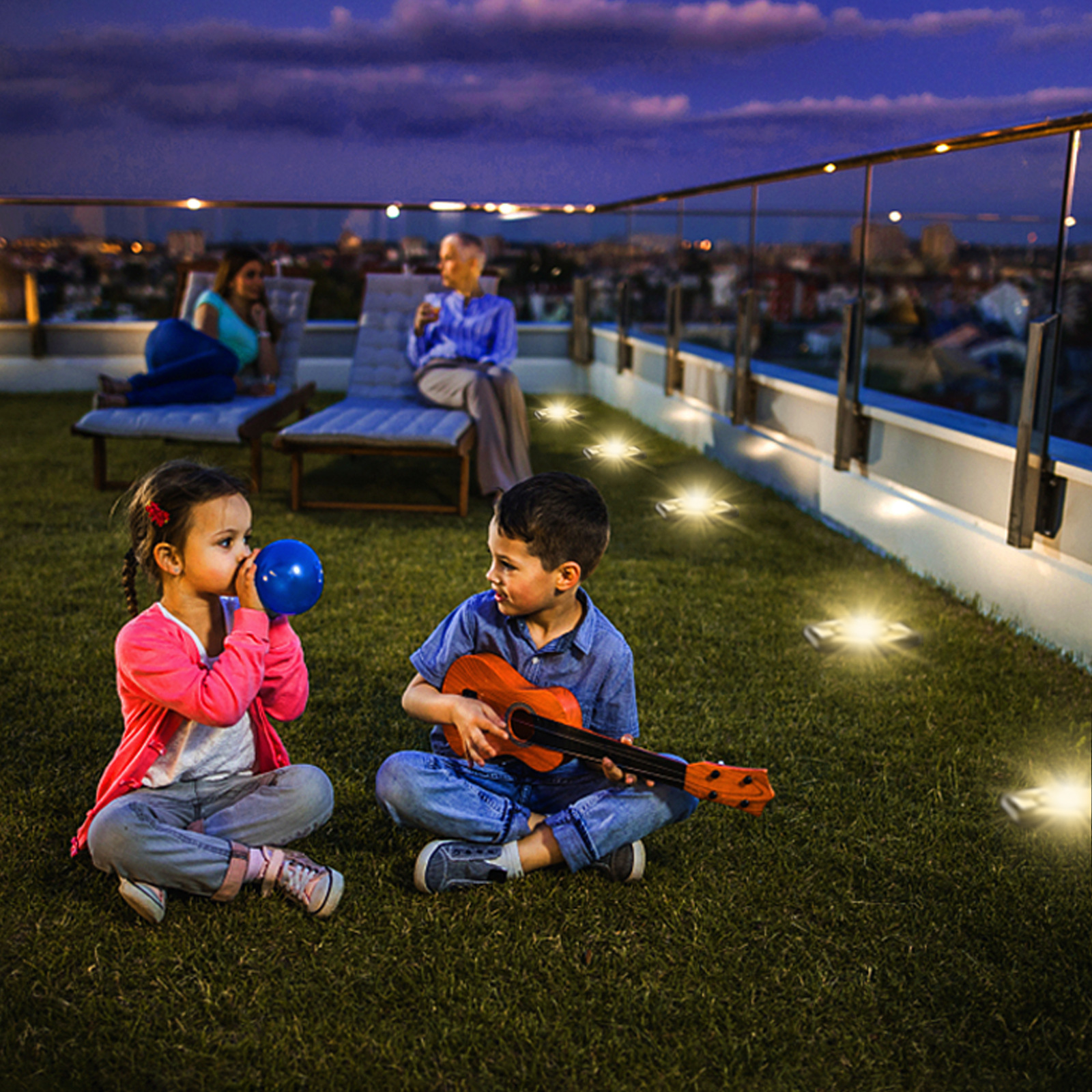 A new type of cross-border best-selling outdoor LED solar waterproof buried courtyard step garden grassland insert landscape light Application Scenario