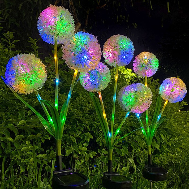 Solar-powered outdoor lawn ground insertion dandelion and scallion ball decorative lights, waterproof cross-border distribution, courtyard lawn decoration details Picture