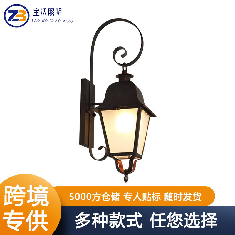 Cross-border retro outdoor wall lamps, waterproof garden lamps, outdoor garden lamps, villa exterior walls, balconies, European-style staircase wall lamps full figure