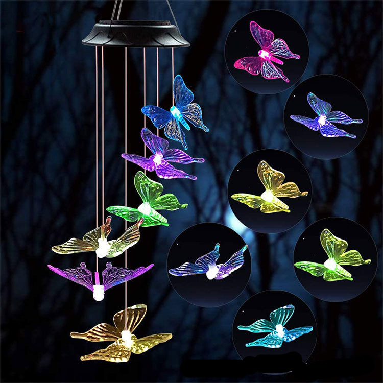 Solar wind chime lamp, 48-color solar bulb, wishing bottle, outdoor decoration, solar courtyard pendant lamp details Picture
