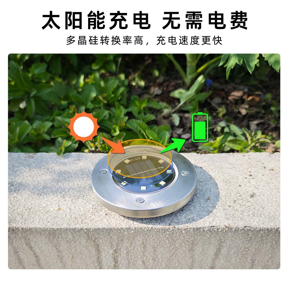 Solar-powered lawn ground lights, courtyard decorative ground insert lights, landscape waterproof outdoor seven-color garden street lights, night lights details Picture