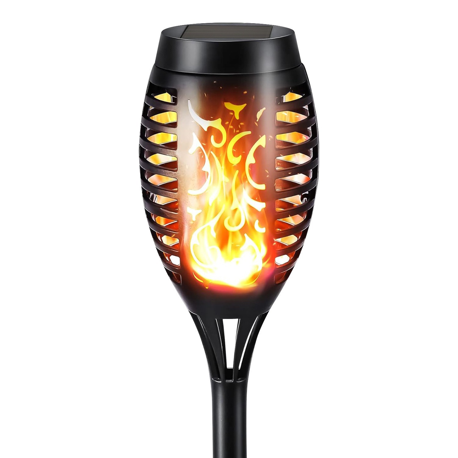 Solar flame lamps, ground socket lamps, lawn lamps, outdoor villa courtyard lamps, waterproof square garden landscape torch lamps Item Picture