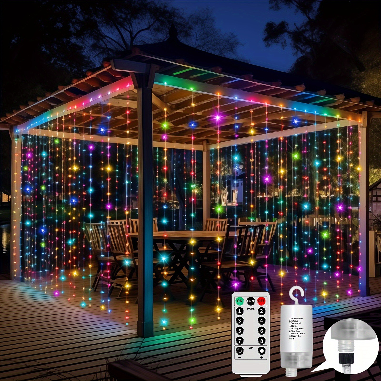 Upgraded 300LED Curtain Lights, Battery Operated,,10FTx10FT Item Picture